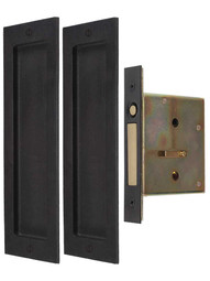 Solid Bronze Pocket-Door Mortise Set with Rectangular Pulls.